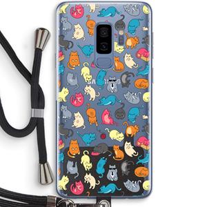 CaseCompany Kleurrijke katten: Samsung Galaxy S9 Plus Transparant Hoesje met koord