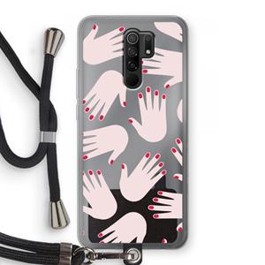 CaseCompany Hands pink: Xiaomi Redmi 9 Transparant Hoesje met koord