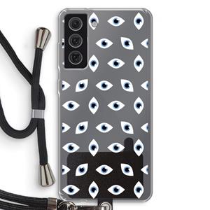 CaseCompany Eyes pattern: Samsung Galaxy S21 FE Transparant Hoesje met koord