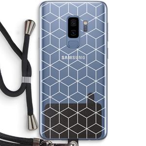 CaseCompany Zwart-witte kubussen: Samsung Galaxy S9 Plus Transparant Hoesje met koord