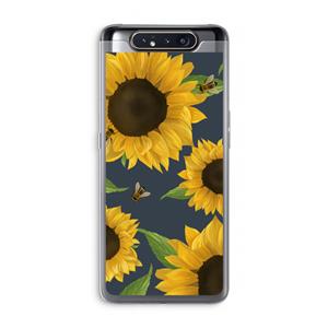 CaseCompany Sunflower and bees: Samsung Galaxy A80 Transparant Hoesje