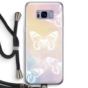 CaseCompany White butterfly: Samsung Galaxy S8 Plus Transparant Hoesje met koord