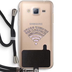 CaseCompany Home Is Where The Wifi Is: Samsung Galaxy J3 (2016) Transparant Hoesje met koord