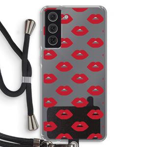 CaseCompany Lips: Samsung Galaxy S21 FE Transparant Hoesje met koord