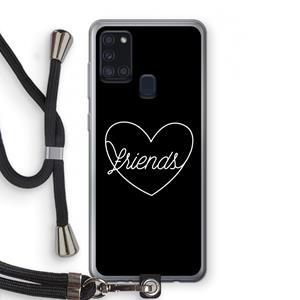 CaseCompany Friends heart black: Samsung Galaxy A21s Transparant Hoesje met koord
