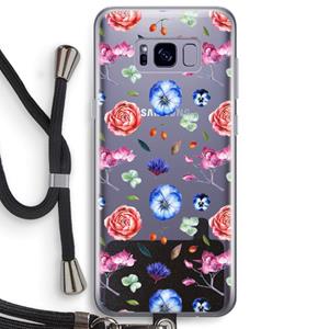 CaseCompany Bloemetjes: Samsung Galaxy S8 Plus Transparant Hoesje met koord