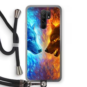 CaseCompany Fire & Ice: Xiaomi Redmi 9 Transparant Hoesje met koord