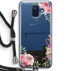 CaseCompany Rozen: Samsung Galaxy A6 (2018) Transparant Hoesje met koord