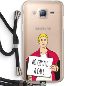 CaseCompany Gimme a call: Samsung Galaxy J3 (2016) Transparant Hoesje met koord