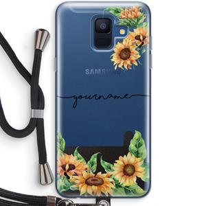 CaseCompany Zonnebloemen: Samsung Galaxy A6 (2018) Transparant Hoesje met koord
