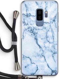 CaseCompany Blauw marmer: Samsung Galaxy S9 Plus Transparant Hoesje met koord