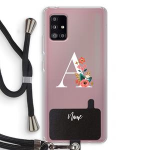 CaseCompany Pink Bouquet: Samsung Galaxy A51 5G Transparant Hoesje met koord
