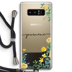 CaseCompany Gele bloemen: Samsung Galaxy Note 8 Transparant Hoesje met koord