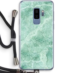 CaseCompany Groen marmer: Samsung Galaxy S9 Plus Transparant Hoesje met koord
