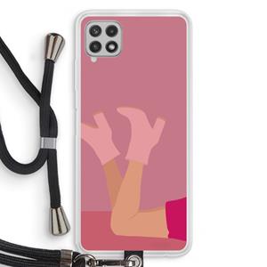 CaseCompany Pink boots: Samsung Galaxy A22 4G Transparant Hoesje met koord