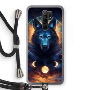 CaseCompany Wolf Dreamcatcher: Xiaomi Redmi 9 Transparant Hoesje met koord