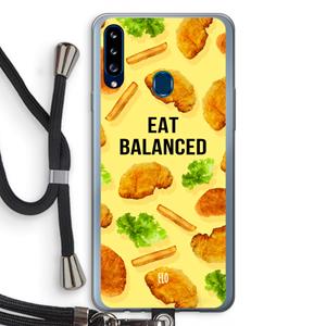 CaseCompany Eat Balanced: Samsung Galaxy A20s Transparant Hoesje met koord