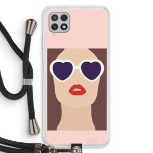 CaseCompany Red lips: Samsung Galaxy A22 4G Transparant Hoesje met koord