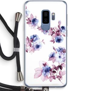 CaseCompany Waterverf bloemen: Samsung Galaxy S9 Plus Transparant Hoesje met koord
