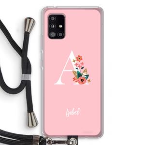 CaseCompany Pink Bouquet: Samsung Galaxy A51 5G Transparant Hoesje met koord
