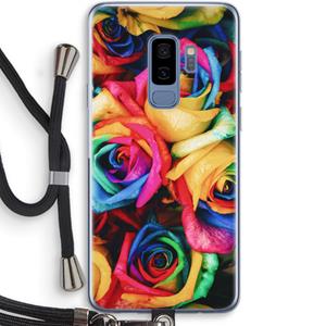 CaseCompany Neon bloemen: Samsung Galaxy S9 Plus Transparant Hoesje met koord