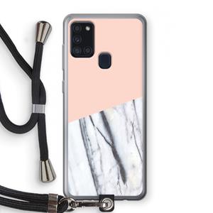 CaseCompany A touch of peach: Samsung Galaxy A21s Transparant Hoesje met koord