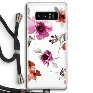 CaseCompany Geschilderde bloemen: Samsung Galaxy Note 8 Transparant Hoesje met koord