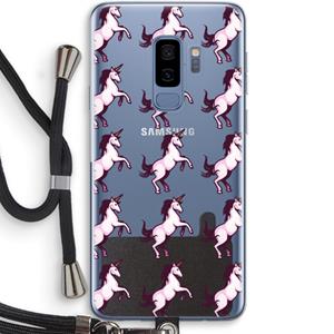 CaseCompany Musketon Unicorn: Samsung Galaxy S9 Plus Transparant Hoesje met koord