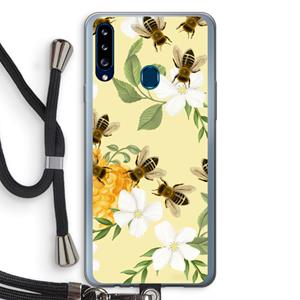 CaseCompany No flowers without bees: Samsung Galaxy A20s Transparant Hoesje met koord