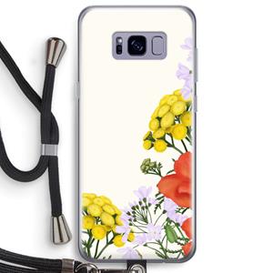 CaseCompany Wilde bloemen: Samsung Galaxy S8 Plus Transparant Hoesje met koord