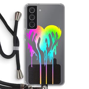 CaseCompany Hold My Heart: Samsung Galaxy S21 FE Transparant Hoesje met koord