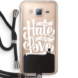 CaseCompany Turn hate into love: Samsung Galaxy J3 (2016) Transparant Hoesje met koord