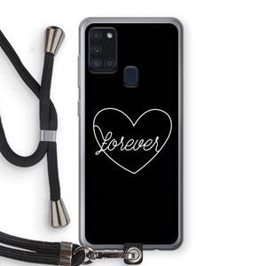 CaseCompany Forever heart black: Samsung Galaxy A21s Transparant Hoesje met koord