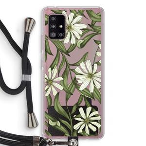 CaseCompany Wit bloemenpatroon: Samsung Galaxy A51 5G Transparant Hoesje met koord