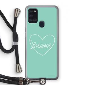 CaseCompany Forever heart pastel: Samsung Galaxy A21s Transparant Hoesje met koord
