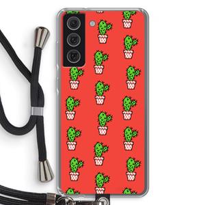 CaseCompany Mini cactus: Samsung Galaxy S21 FE Transparant Hoesje met koord