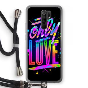 CaseCompany Only Love: Xiaomi Redmi 9 Transparant Hoesje met koord