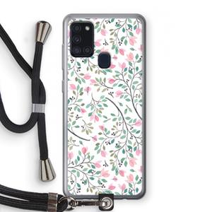 CaseCompany Sierlijke bloemen: Samsung Galaxy A21s Transparant Hoesje met koord