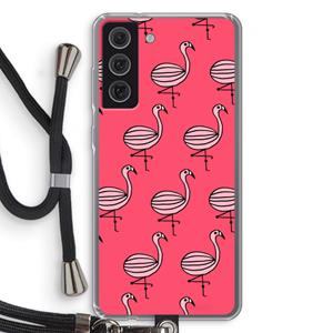 CaseCompany Flamingo: Samsung Galaxy S21 FE Transparant Hoesje met koord