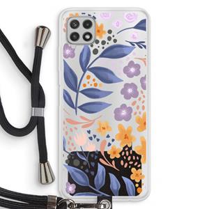 CaseCompany Flowers with blue leaves: Samsung Galaxy A22 4G Transparant Hoesje met koord