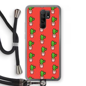 CaseCompany Mini cactus: Xiaomi Redmi 9 Transparant Hoesje met koord