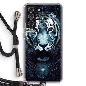 CaseCompany Darkness Tiger: Samsung Galaxy S21 FE Transparant Hoesje met koord