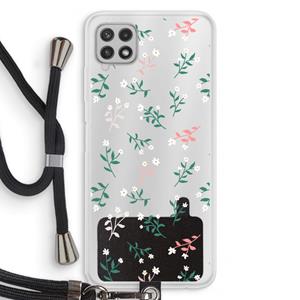 CaseCompany Small white flowers: Samsung Galaxy A22 4G Transparant Hoesje met koord