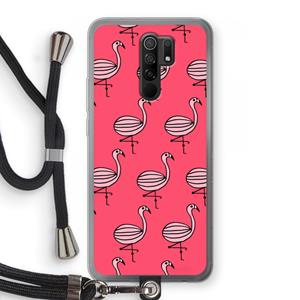 CaseCompany Flamingo: Xiaomi Redmi 9 Transparant Hoesje met koord