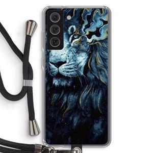 CaseCompany Darkness Lion: Samsung Galaxy S21 FE Transparant Hoesje met koord