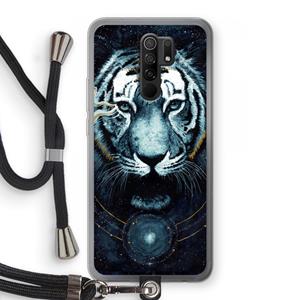 CaseCompany Darkness Tiger: Xiaomi Redmi 9 Transparant Hoesje met koord