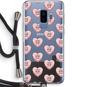 CaseCompany Chicks before dicks: Samsung Galaxy S9 Plus Transparant Hoesje met koord