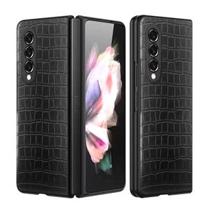 Lunso Croco patroon cover hoes - Samsung Galaxy Z Fold3 - Zwart