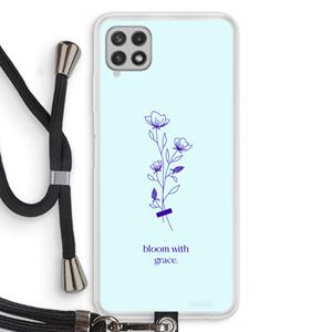 CaseCompany Bloom with grace: Samsung Galaxy A22 4G Transparant Hoesje met koord