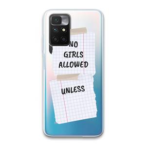 CaseCompany No Girls Allowed Unless: Xiaomi Redmi 10 Transparant Hoesje